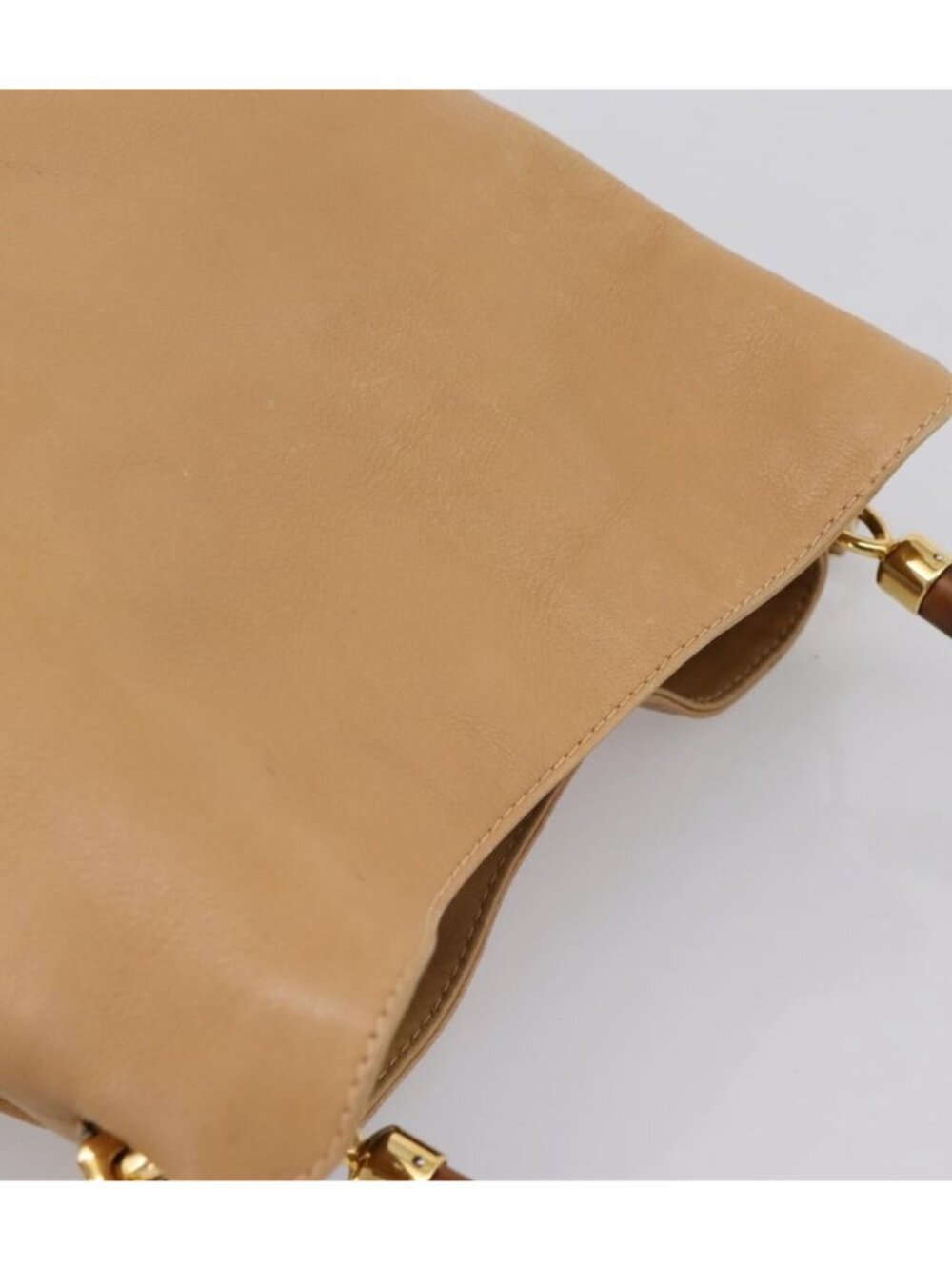GUCCI Bamboo Shoulder Bag Suede 2way Beige Gold 001 1014 1638 0 - Picture 5 of 16